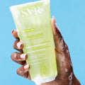 SVR Sebiaclear Gel Moussant 200ml tube in hand with foam #Size_200ml