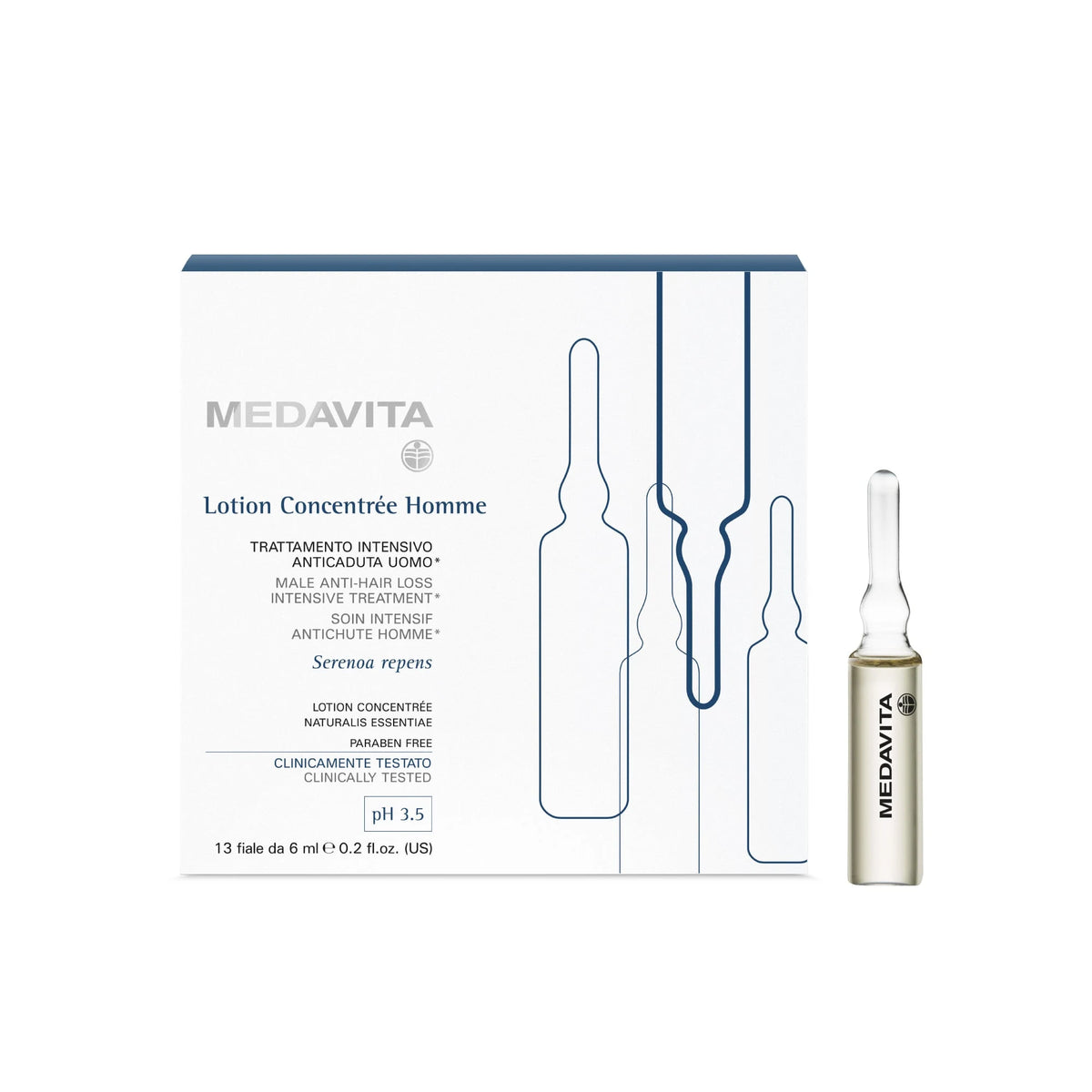 Medavita Lotion Concentrée Homme Male Anti-Hair Loss Intensive Treatment Ampoules 13x6ml scalp lotion ampoules #Size_13x6ml