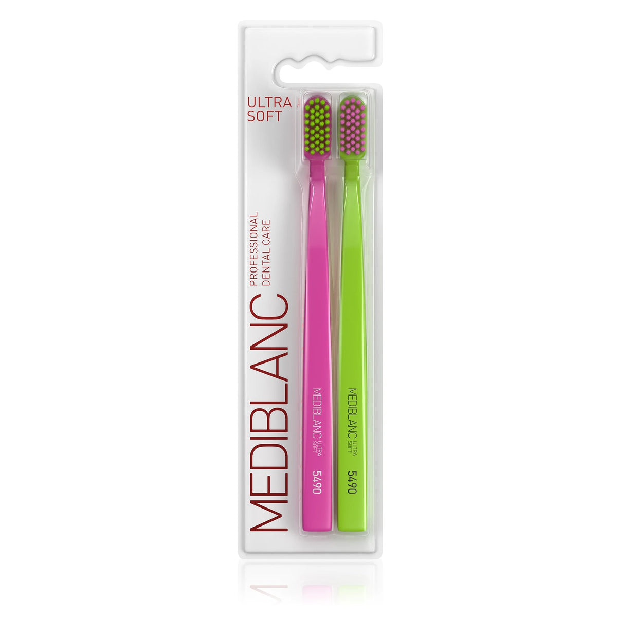 MEDIBLANC 5490 Ultra Soft Toothbrushes 2-Pack Pink/Green 5490UltraSoftToothbrushes2Pack toothbrushes in pack #Color_Pink/Green 5490UltraSoftToothbrushes2Pack